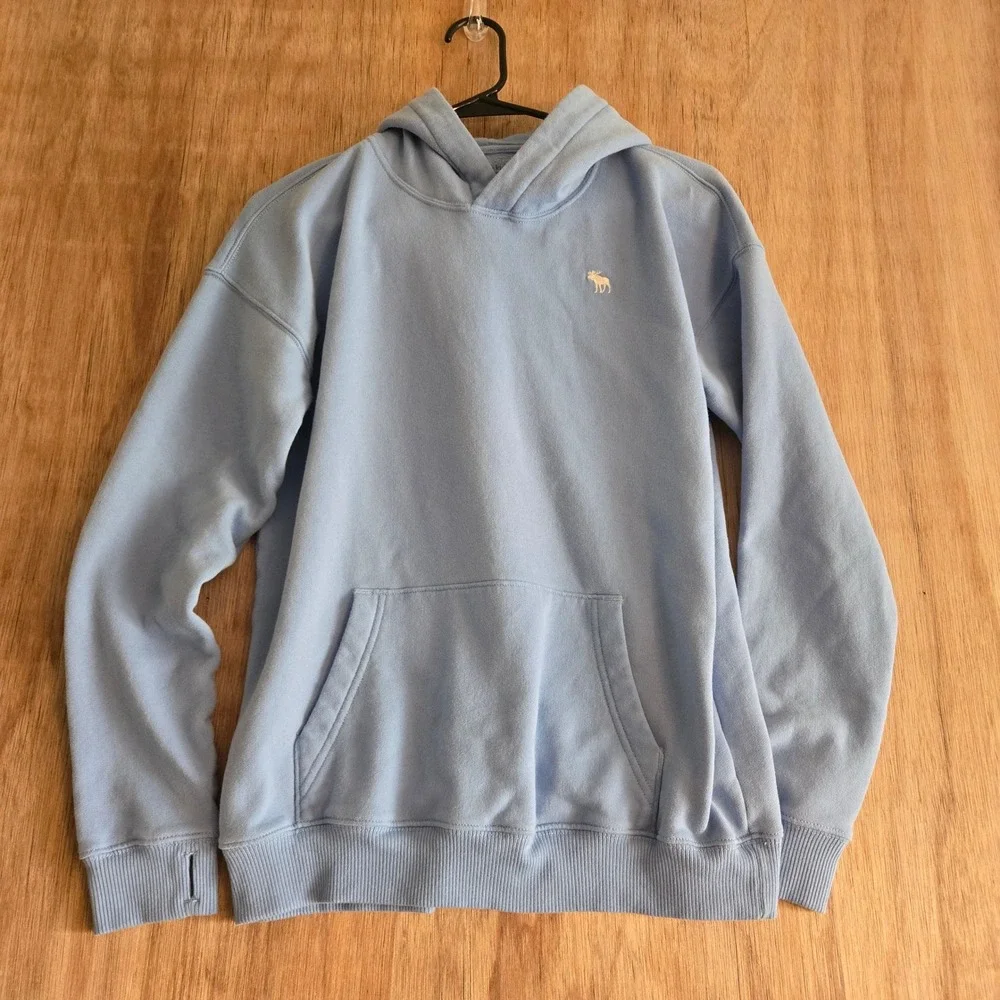 Abercrombie Kids A&F Essentials Relaxed Fit Hoodie Light Blue Size 15/16